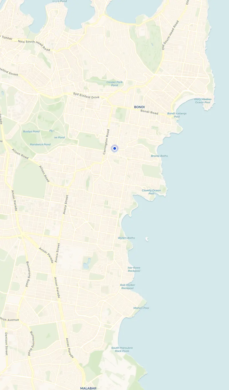 Map of the Waverley service area and the surrounding suburbs we cover.