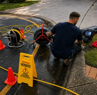 Burst drain pipe being repaired in Waverley